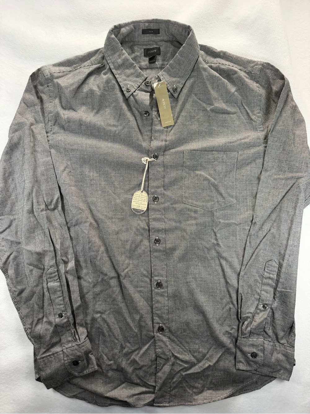 J. Crew Men's Gray Micro-Check Button-Down Shirt